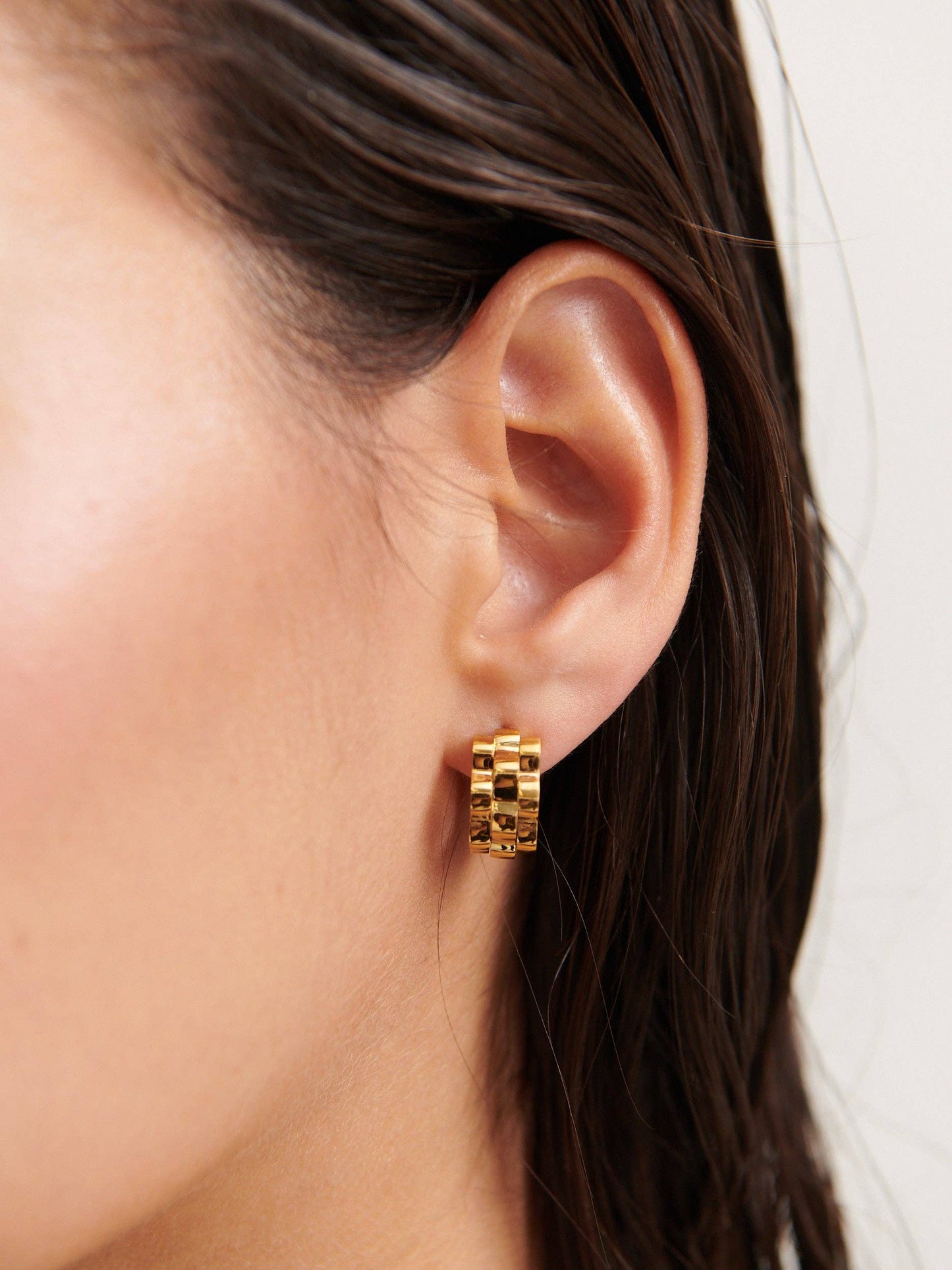 Ripple Earrings - Gold Pleated