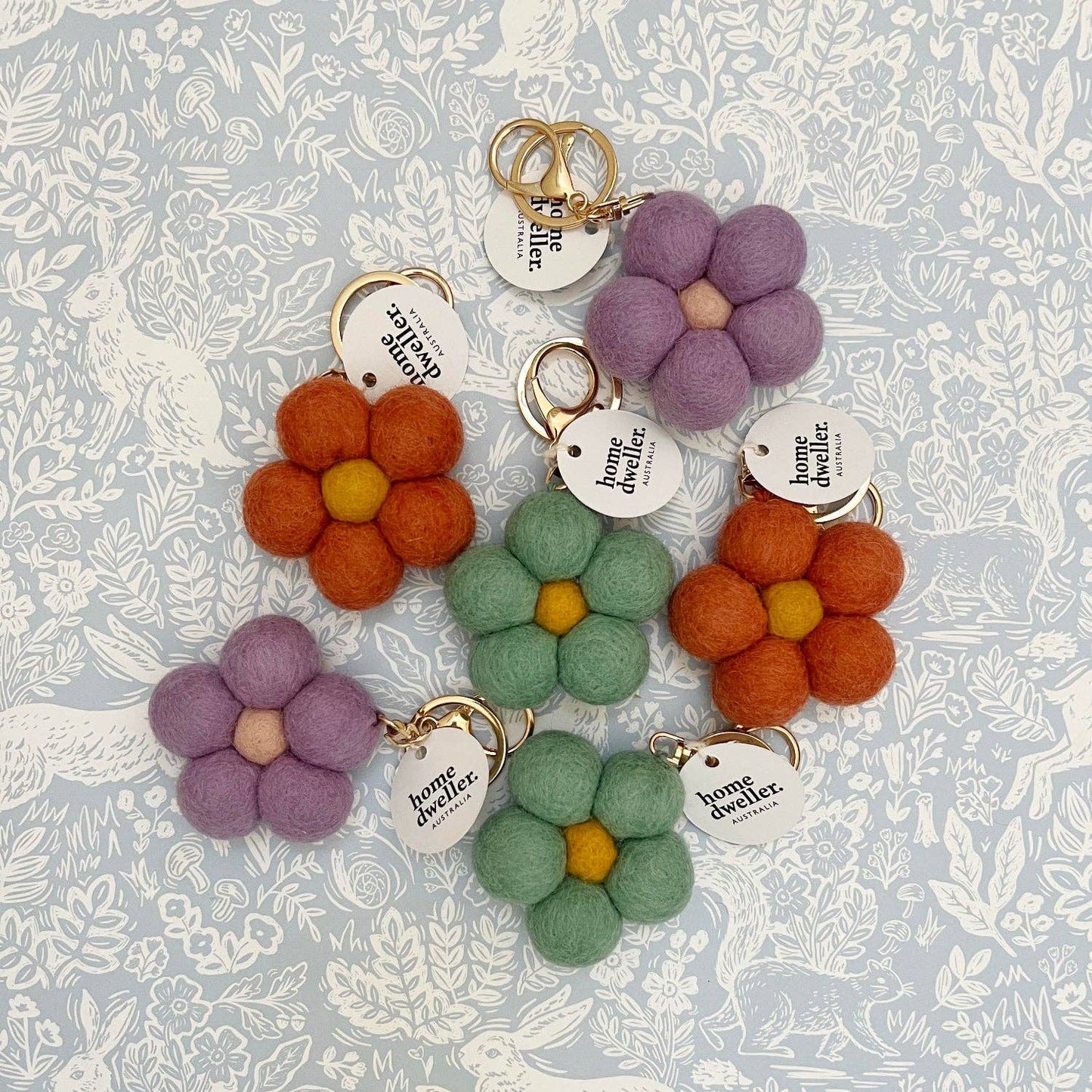 Home Dweller - Felt Flower Keychain | Bag Charm - Vintage Petals