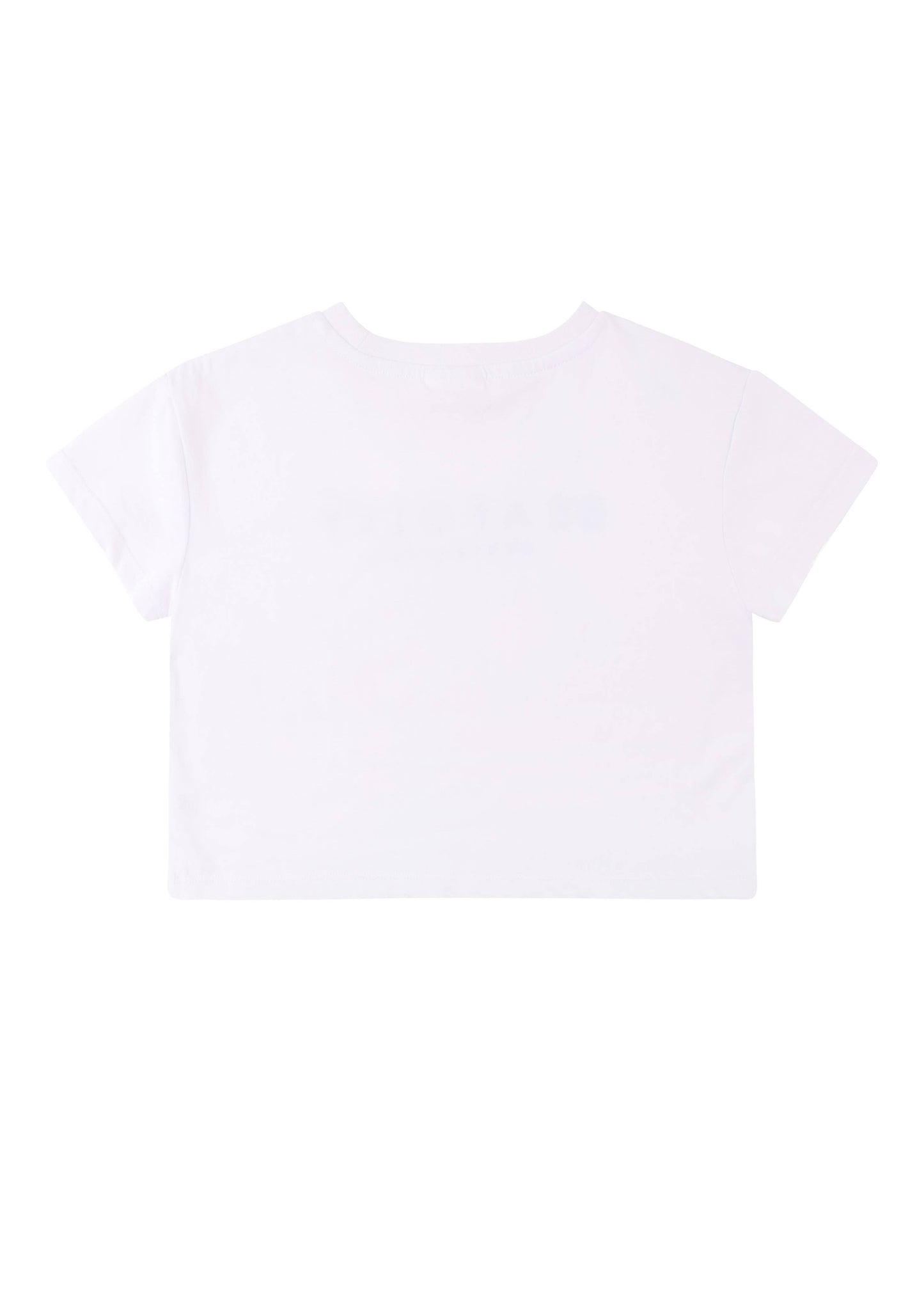 Kids Cotton Embroidery Crop Tee - Brilliant White