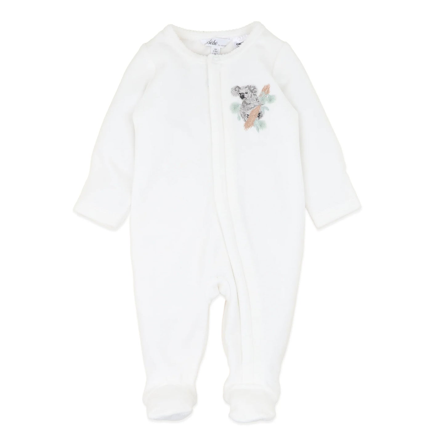 Charlie Koala Velour Zip Onsie - Snow