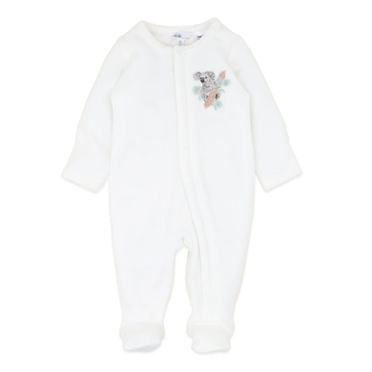Charlie Koala Velour Zip Onsie - Snow