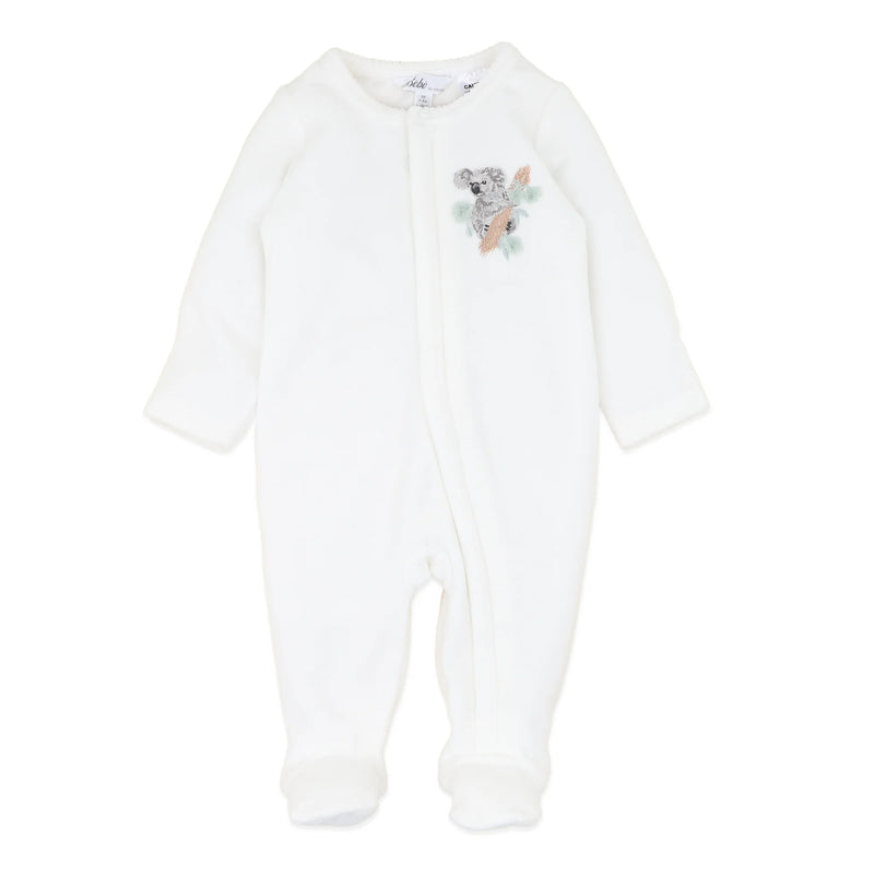 Charlie Koala Velour Zip Onsie - Snow