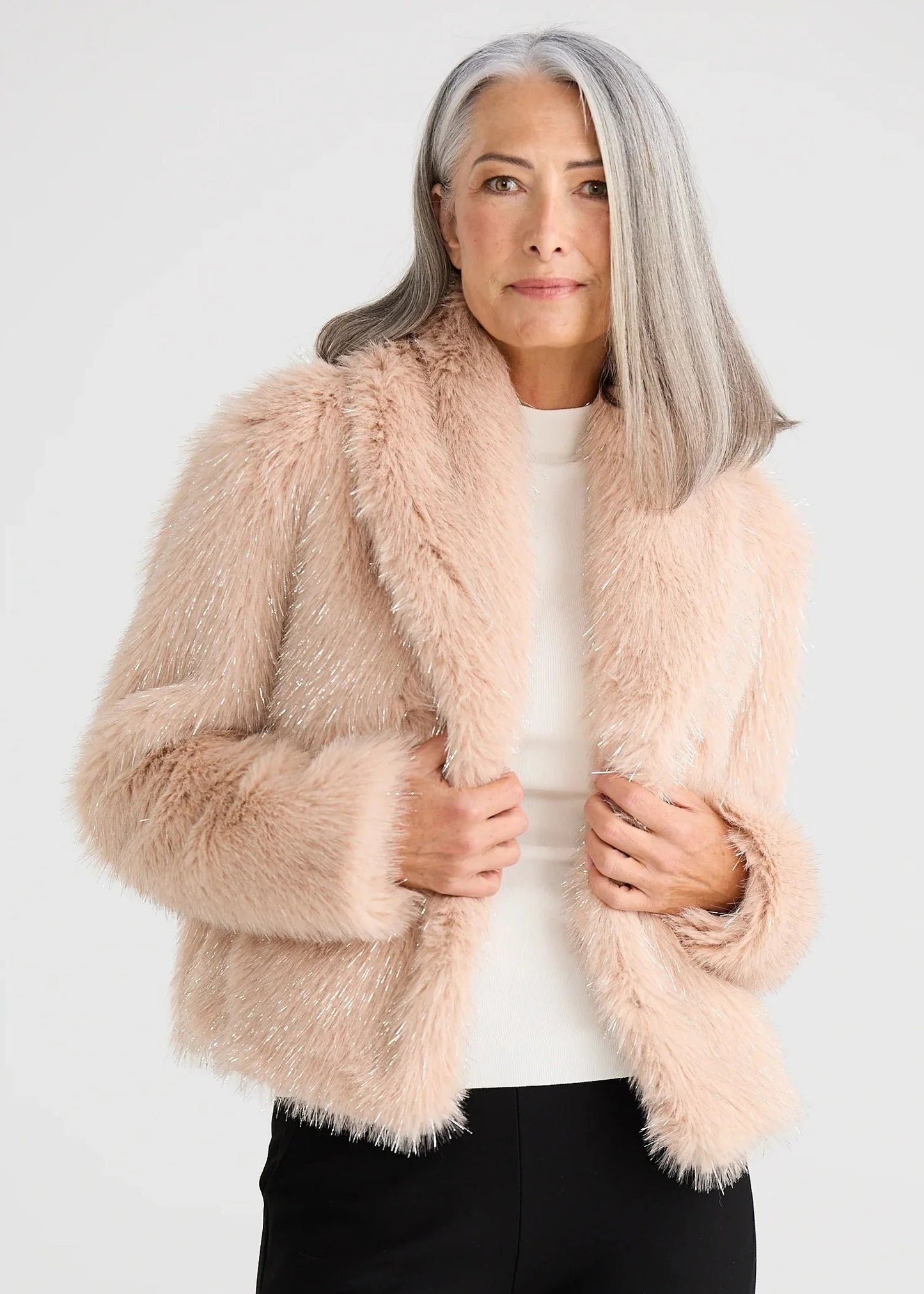 Glamour Fur Jacket - Blush Sparkle