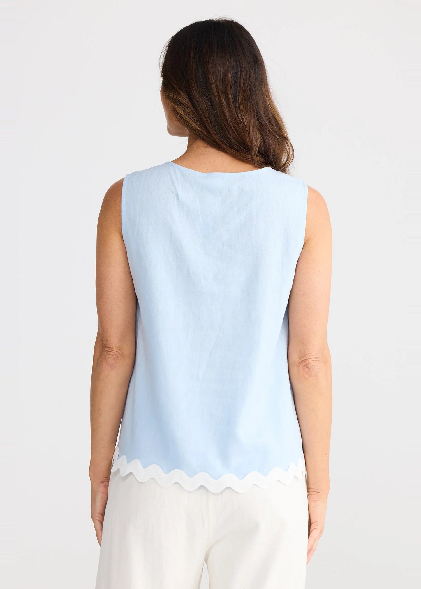 Izzy Ric Rac Top - Sky Blue