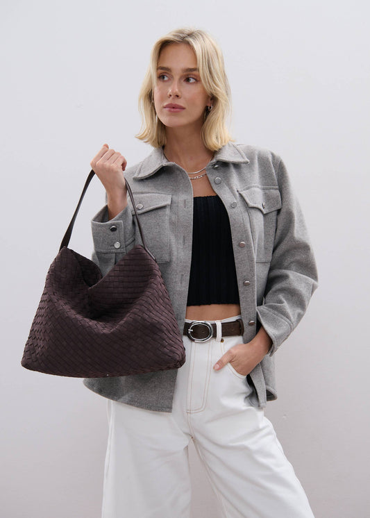 Calla Woven Handbag in Brown