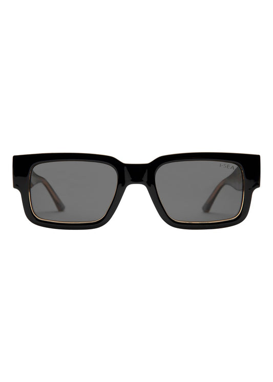 I-SEA Cole Houshmand sunglasses, black leopard frame with smoke polarised lens