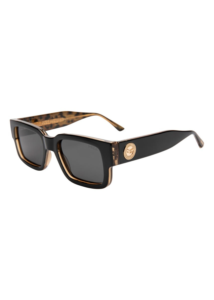 I-SEA Cole Houshmand sunglasses, black leopard frame with smoke polarised lens