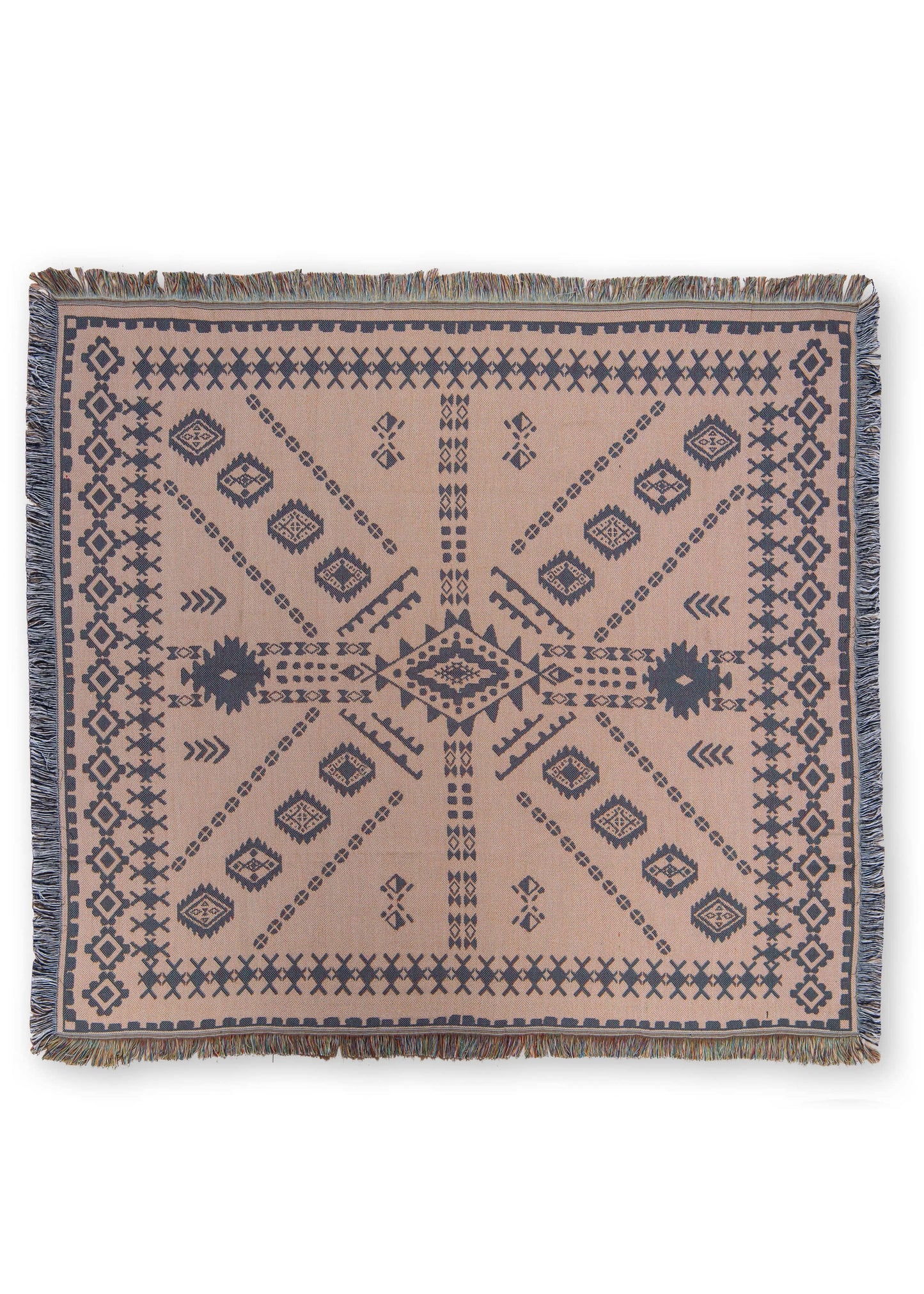 HENDEER - 'Blue Moon' Woven Picnic Rug/Throw: Large 170x200cm