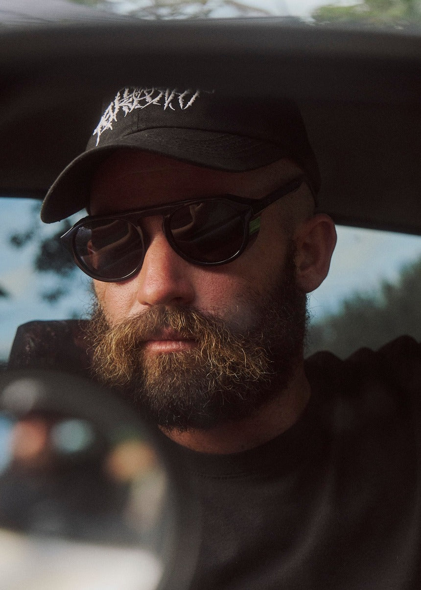 I-SEA Ivan Florence sunglasses, black frame with blue mirror polarised lens