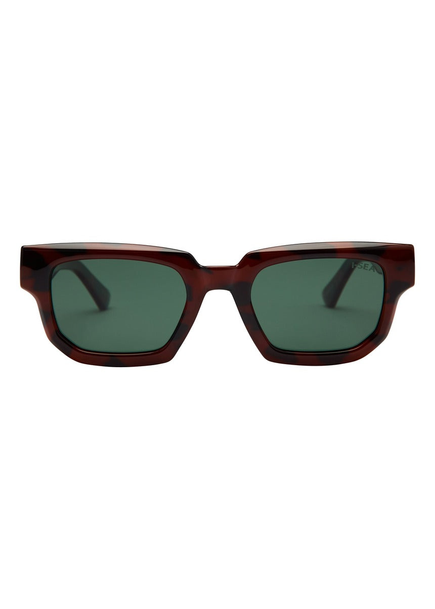 I-SEA Stone sunglasses, tortoiseshell frame with green polarised lens