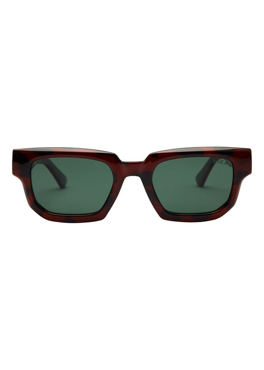 I-SEA Stone sunglasses, tortoiseshell frame with green polarised lens