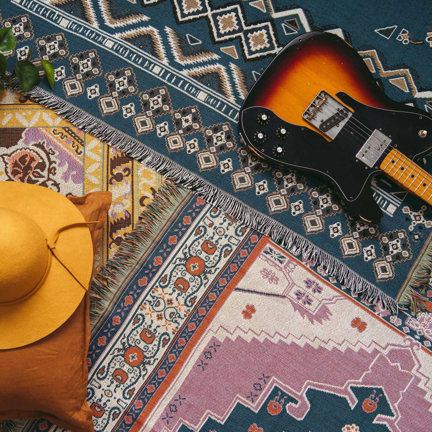 HENDEER - 'Let It Be' Woven Picnic Rug/Throw: Regular 130x160cm