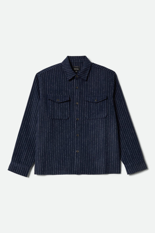 Seldon Soft Brushed Flannel - Mood Indigo Pinestripe
