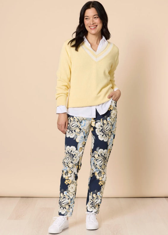 Newport Print Pant - Navy Multi