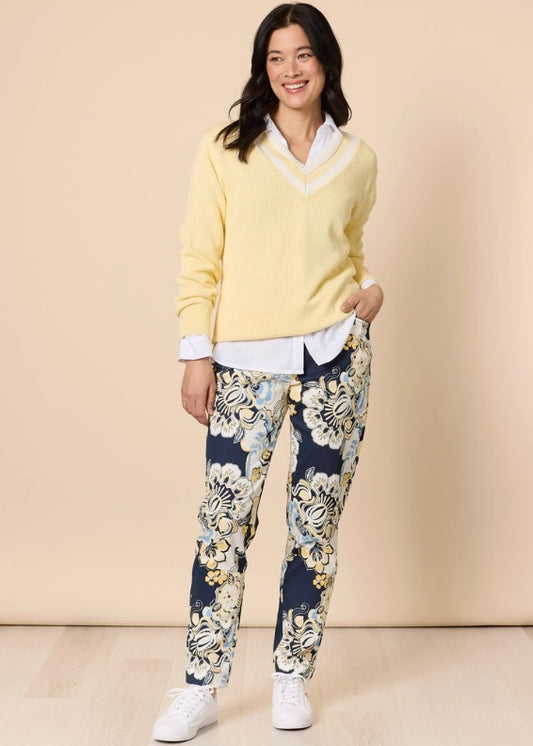 Newport Print Pant - Navy Multi