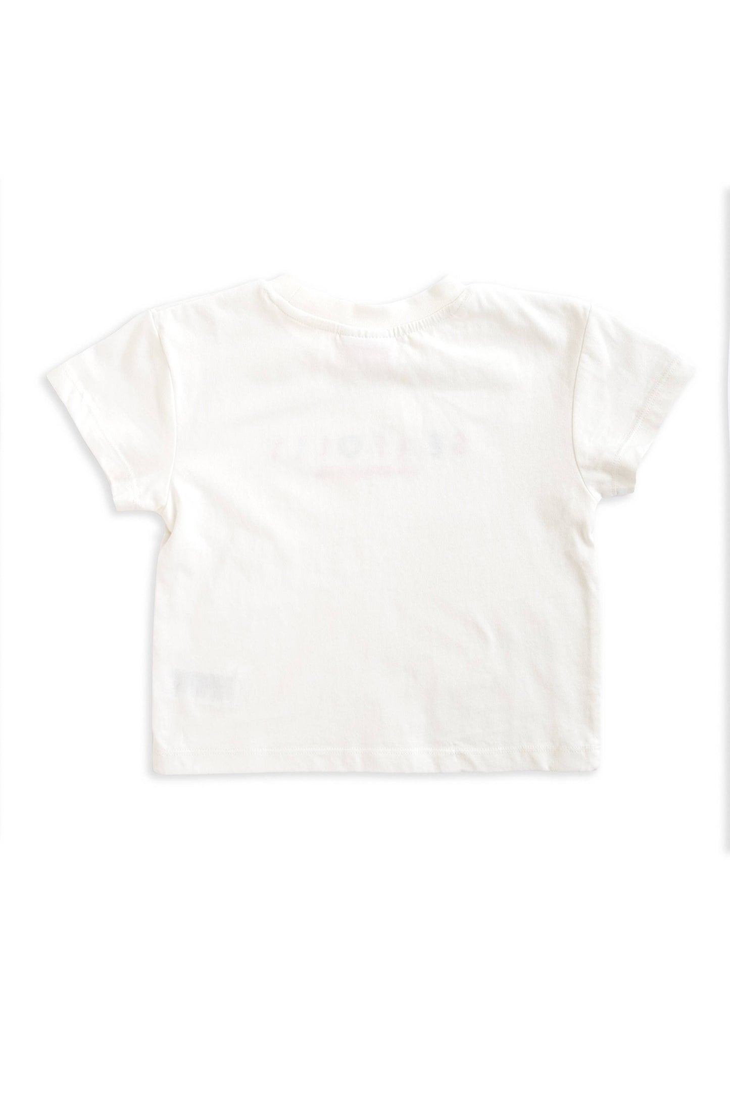 Kids Cotton Embroidery Crop Tee - Cloud Dancer