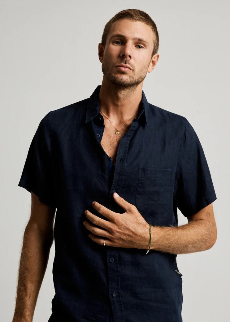 Linen SS Shirt - Navy
