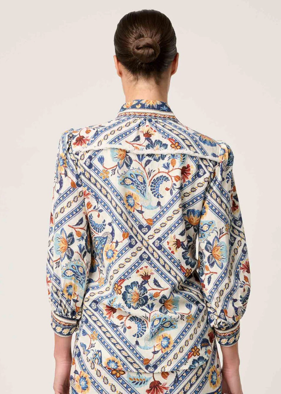 Alexis Linen Viscose Contrast Trim Fringe Shirt - Petinos Floros