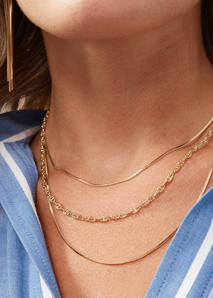 2 Layer Snake Chain Necklace - Gold