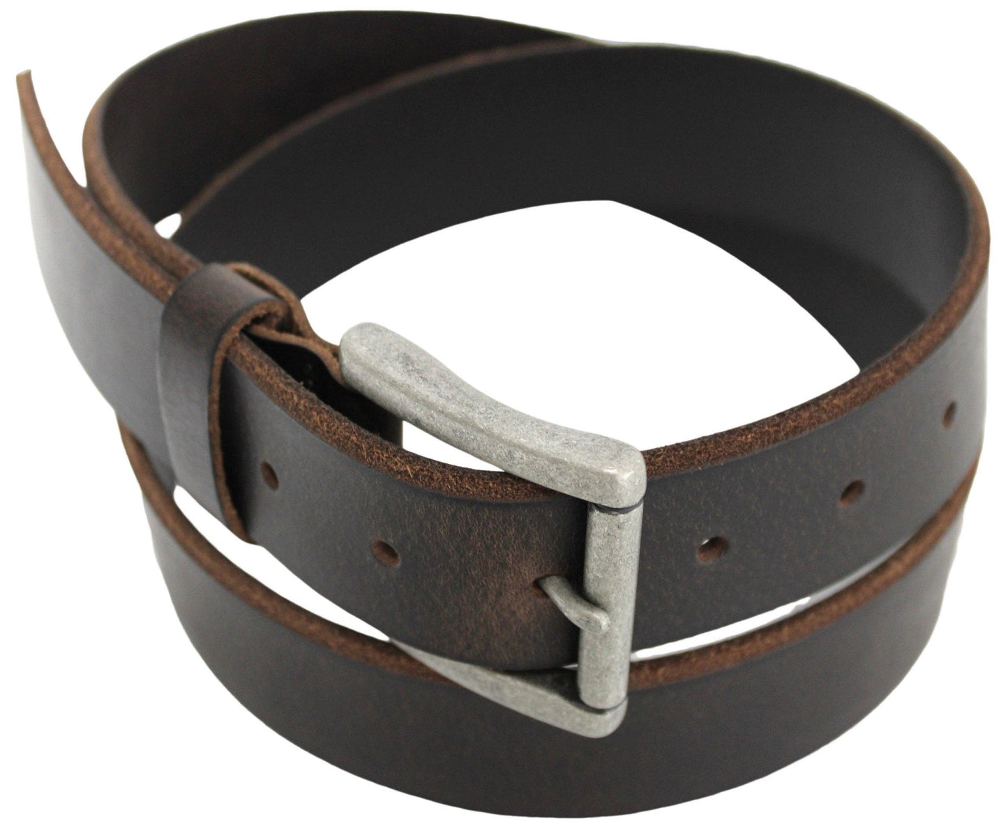 Full Grain Leather Classic Bevelled Edge Belt - Brown.: 32 inch