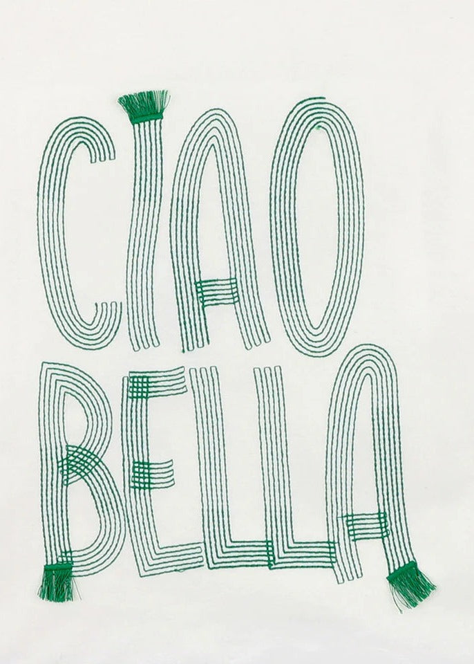 Summer Vacay Ciao Bella Embroidered Tee - White