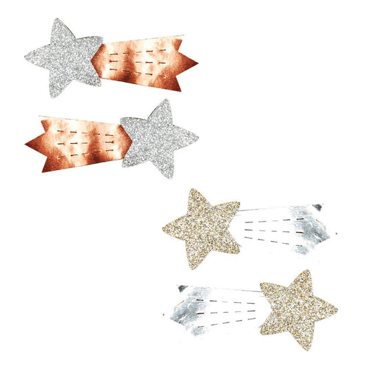 Pink Poppy - Metallic Shooting Star Hairclips - Pack Size 6