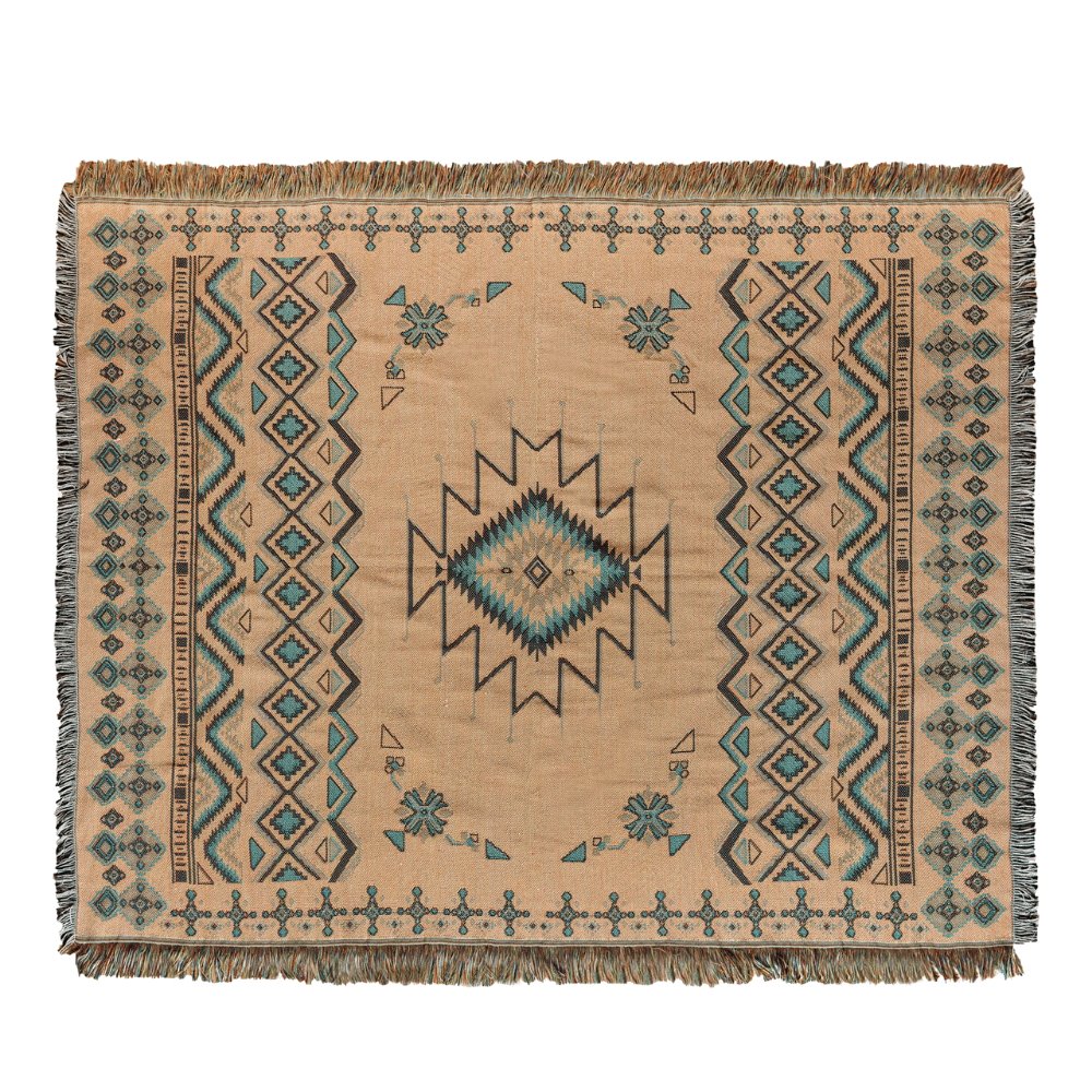 HENDEER - 'Let It Be' Woven Picnic Rug/Throw: Regular 130x160cm