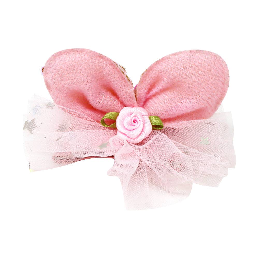 Pink Poppy - Bella Bunny Pale Pink Sequin Ears with Tulle Hairclips