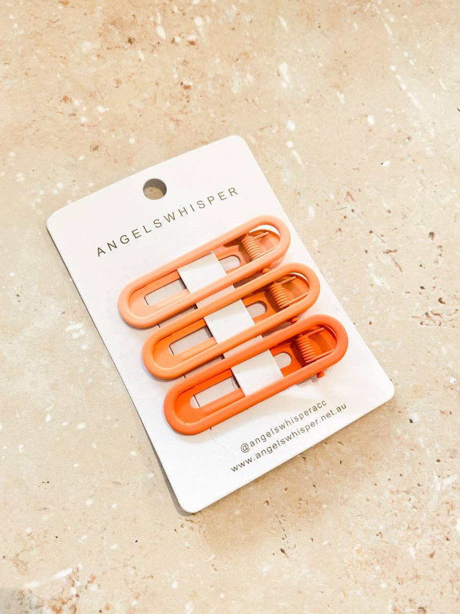 Angels Whisper Accessories - Ginny Matte Hair Clips Set: Orange