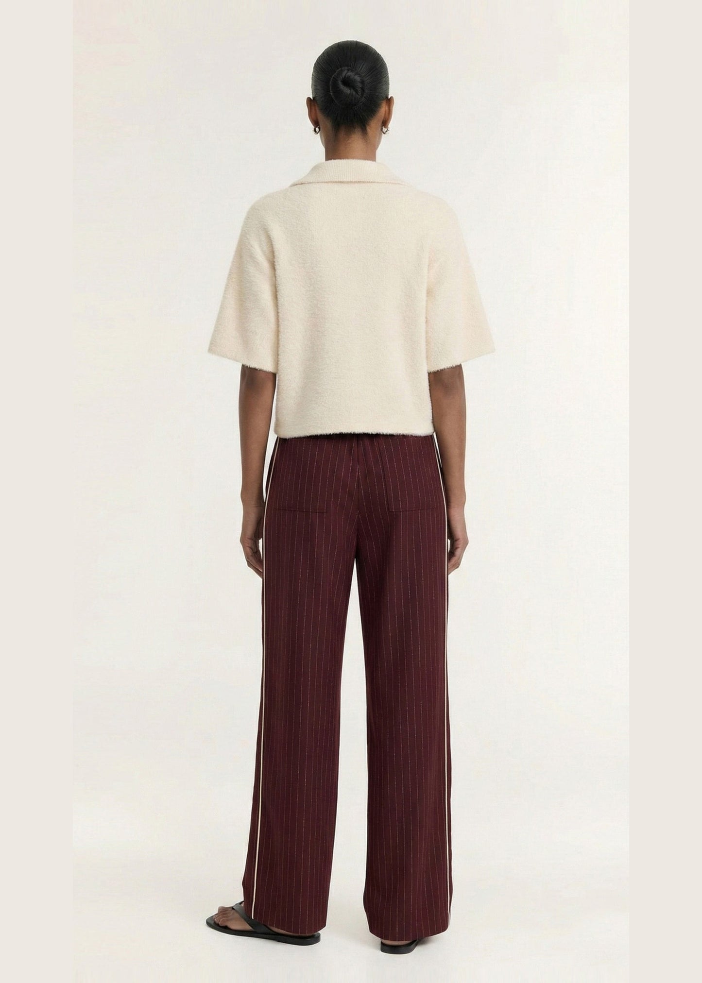 Celine Polo Knit Top - Natural Beige