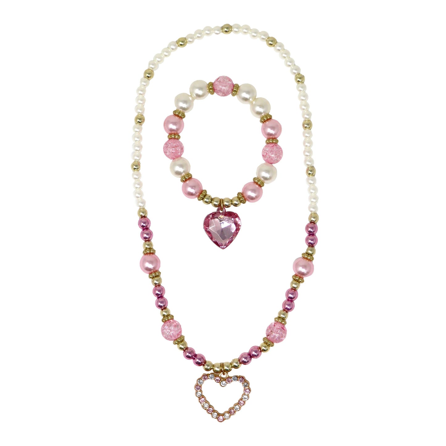 Pink Poppy - Dance Pearl Heart Necklace and Bracelet Set