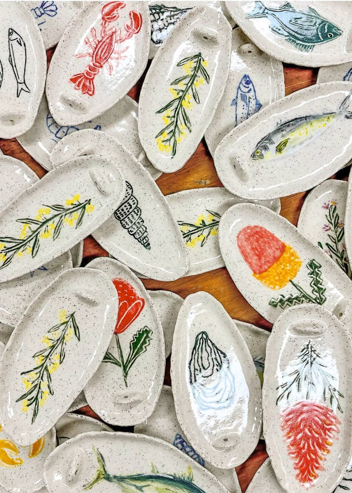 Hand-painted Ceramic Incense Holder Australian Natives: Wistringia