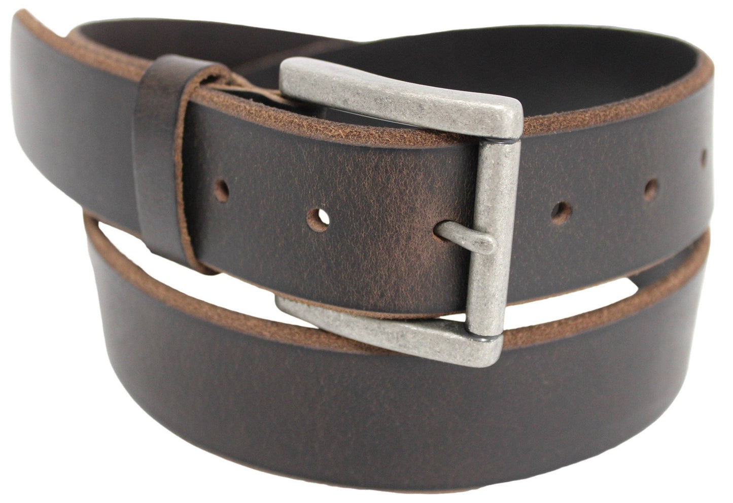 Full Grain Leather Classic Bevelled Edge Belt - Brown.: 32 inch