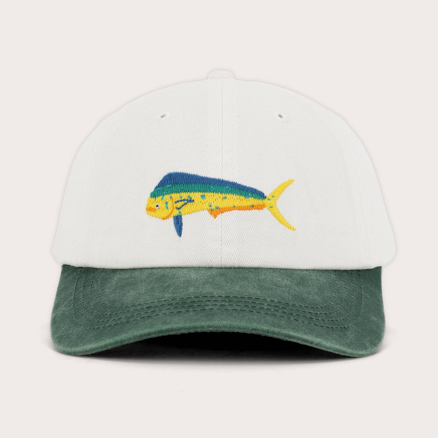 Pallion Point - Mahi Mahi Fish Lid | White & Green Cotton Dad Cap