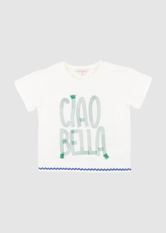 Summer Vacay Ciao Bella Embroidered Tee - White