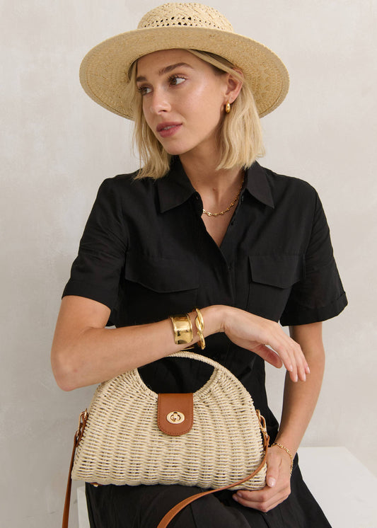 Angels Whisper Accessories - Maggie Summer Straw Bag in Beige