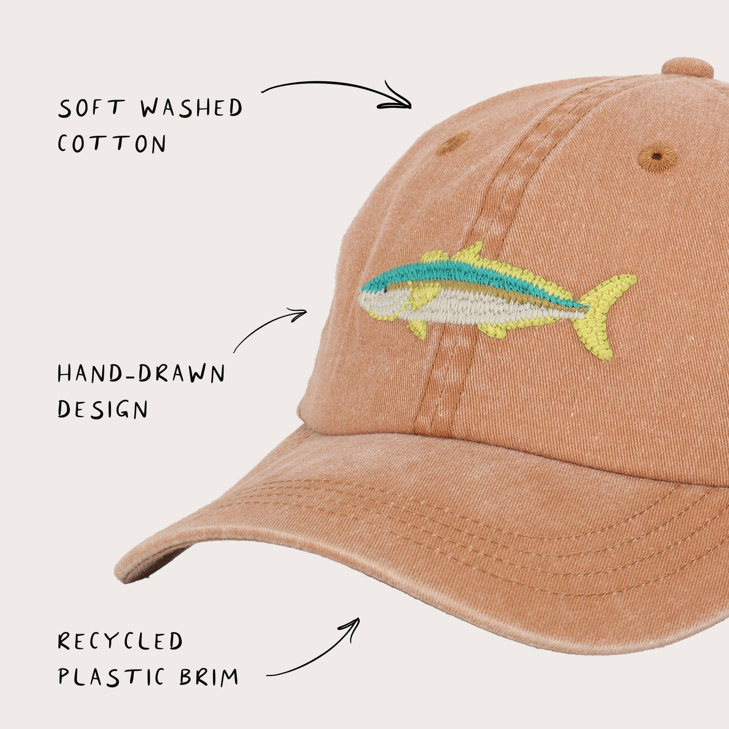 Pallion Point - Kingfish Fish Lid | Cotton Dad Cap in Rust