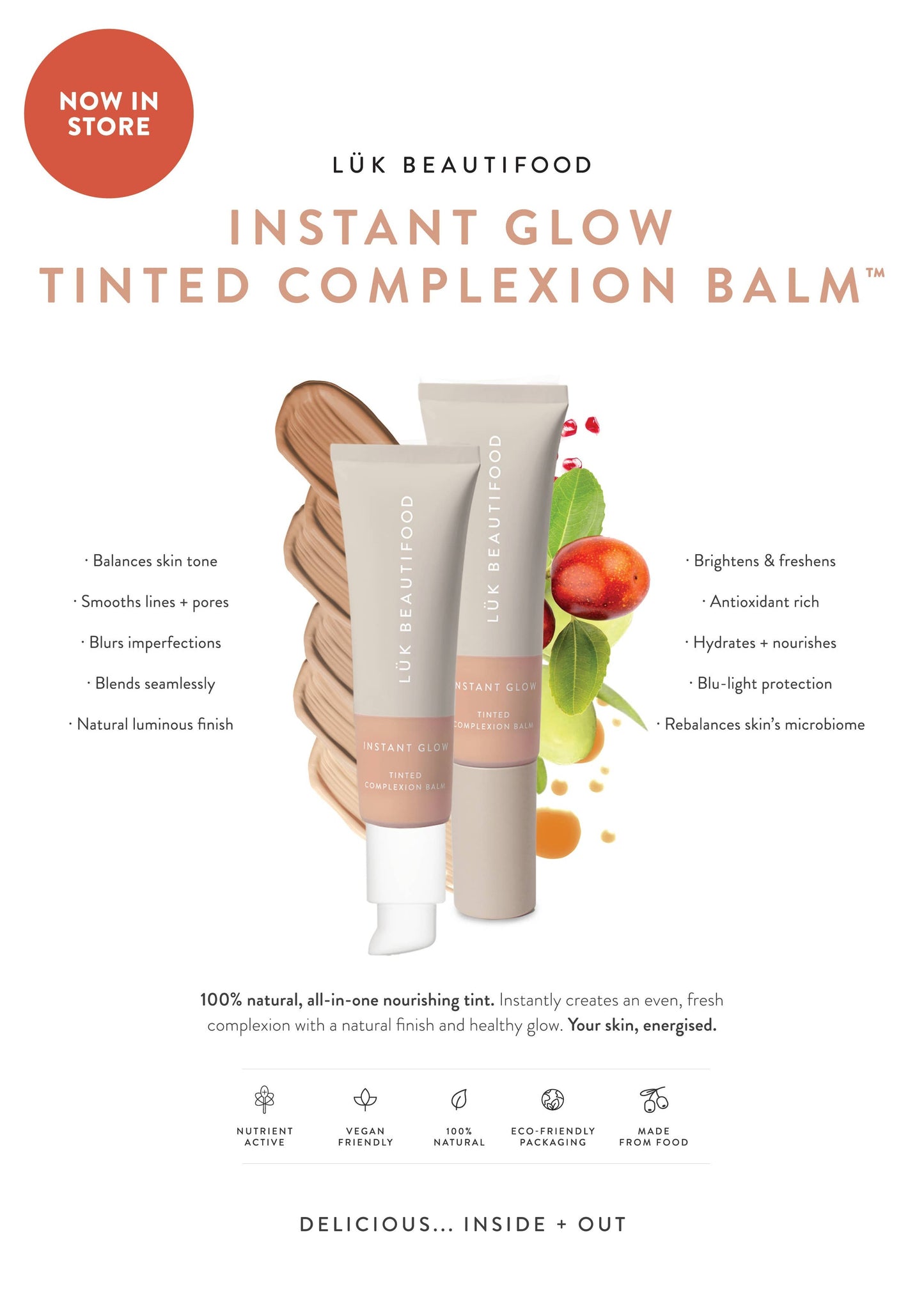 Luk Beautifood - NUDE 2 (Light) - Instant Glow Tinted Complexion Balm 30ml