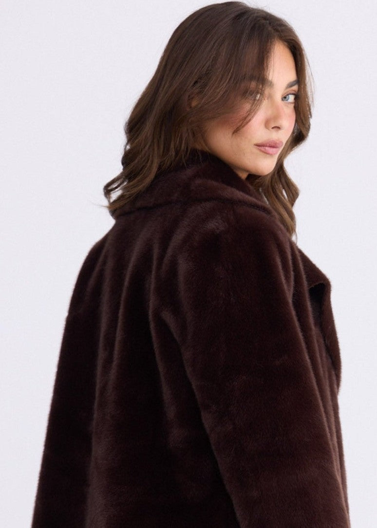 Odette Fur Coat - Chocolate - photo 5