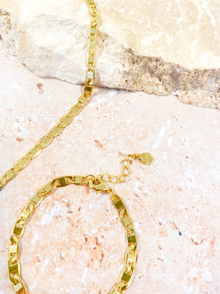Flat Mariner Chain Bracelet -  Gold Plated
