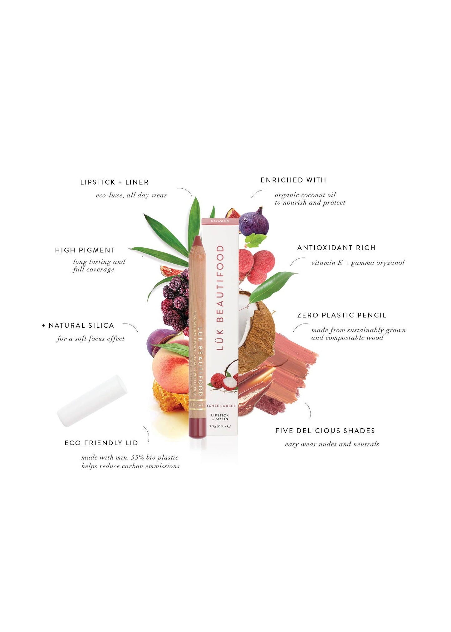 Luk Beautifood - Eco-luxe Lipstick Crayon in Honey Peach