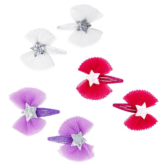 Pink Poppy - Starry night mesh bow snapclips Pack Size 6