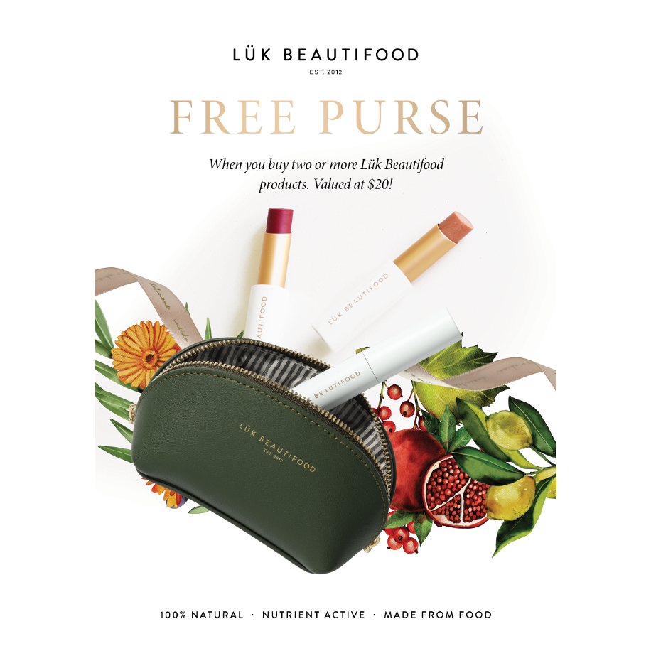 LÜK BEAUTIFOOD [🇦🇺 AUS + USA🇺🇸] - GWP OFFER Free Lipstick Purses [HOLIDAY 2025 CHRISTMAS]