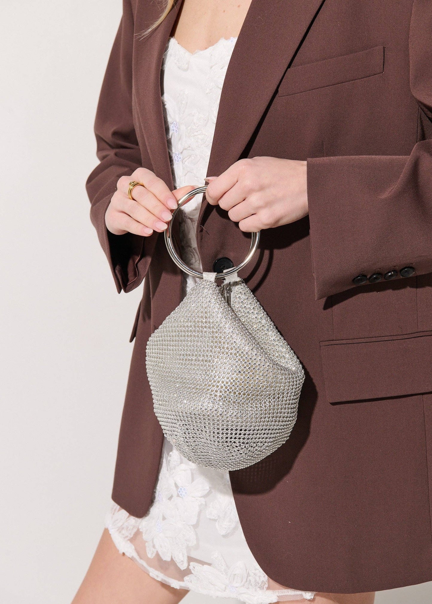 Angels Whisper Accessories - Jada Glomesh Evening Bag in Silver