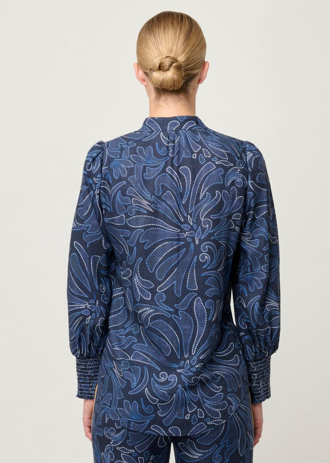 Adela Placement Linen Blouse