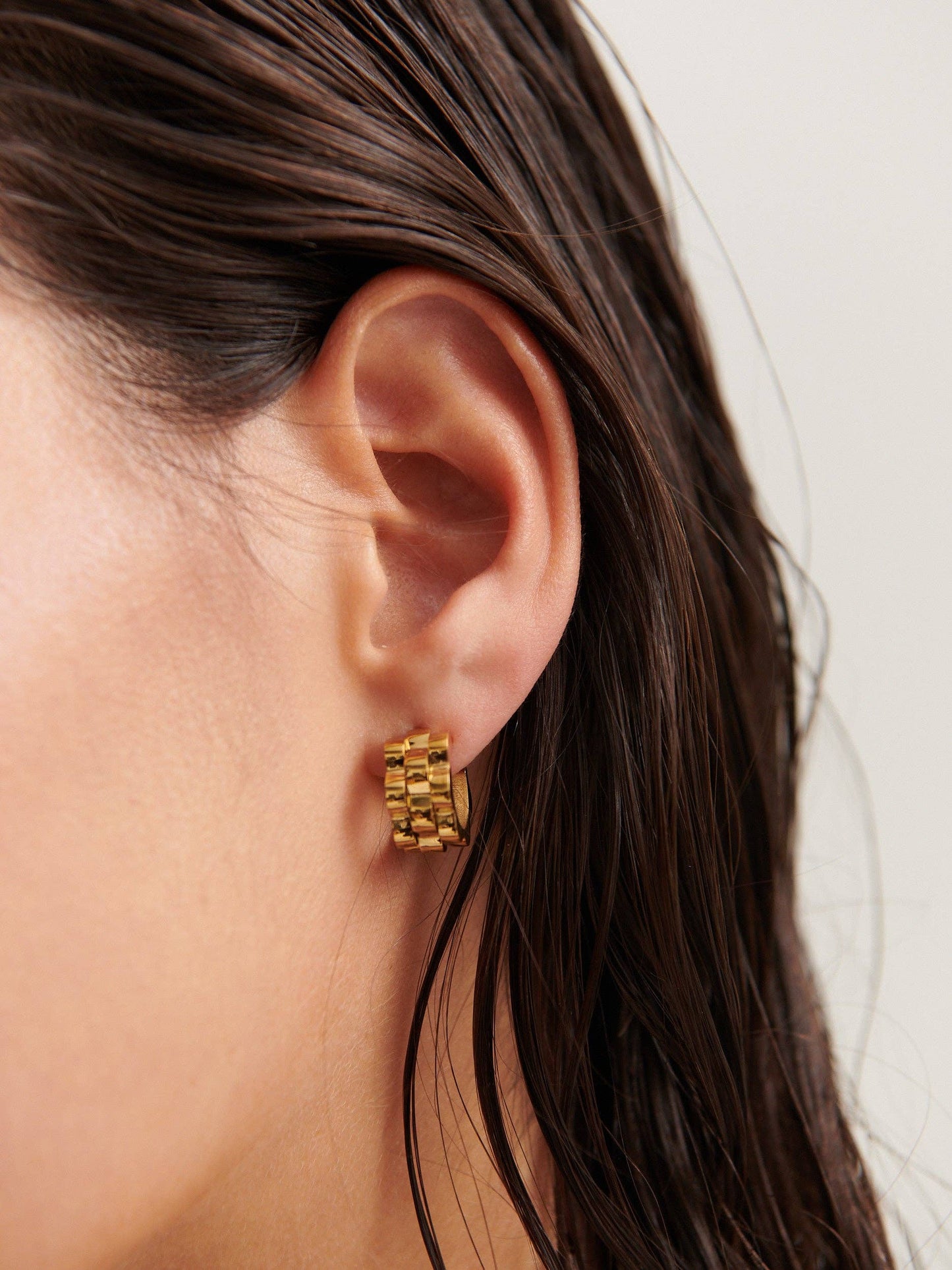 Ripple Earrings - Gold Pleated