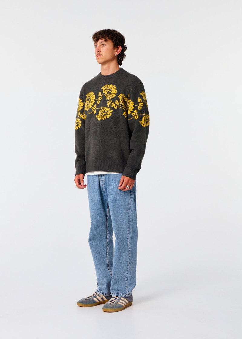 Peace Flower Crew Knit - Phantom