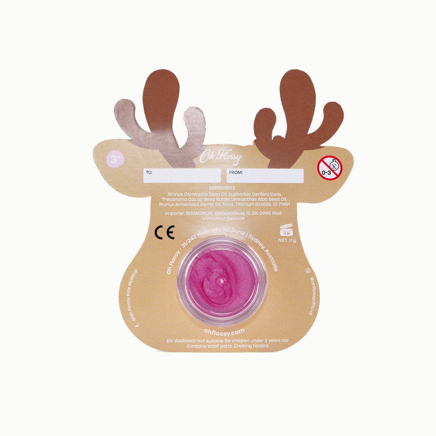Oh Flossy - Oh Flossy Lipstick Stocking Stuffer: Rudolph - Pink Ears with Flowers