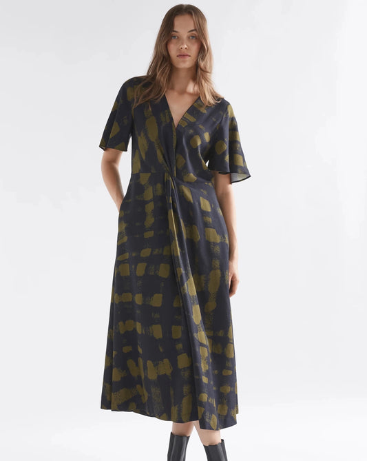 Fletta Dress - Olive Check Print