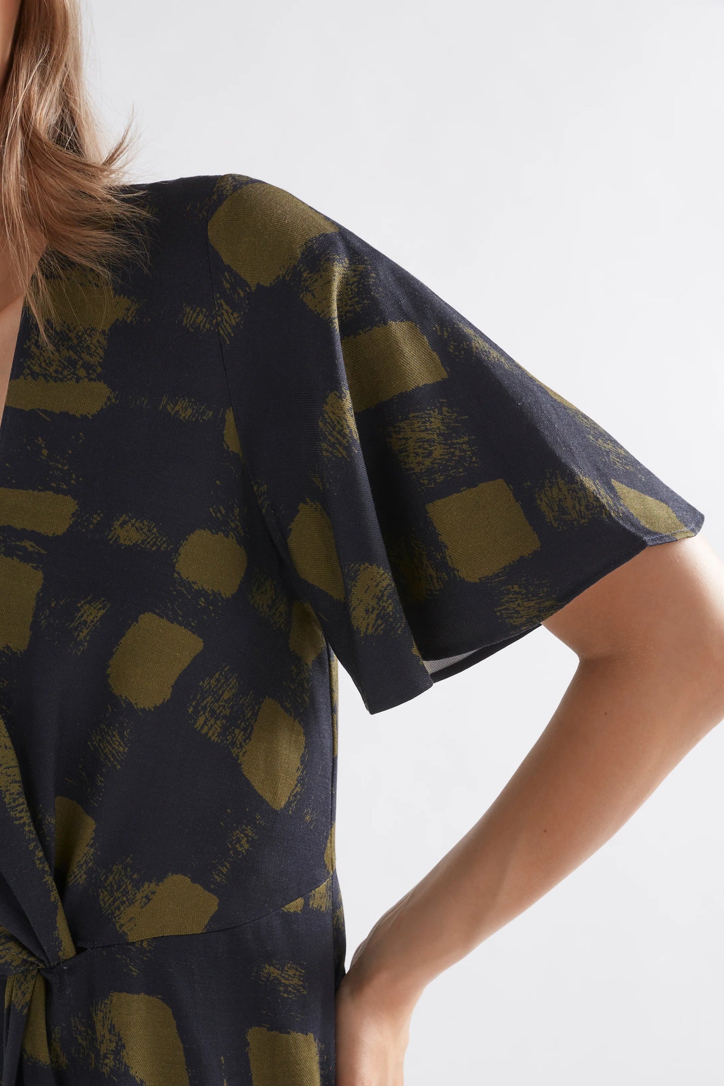 Fletta Dress - Olive Check Print
